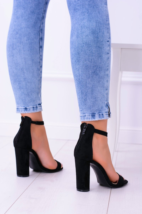 Women's Black Stiletto Sandals Suede Mondela