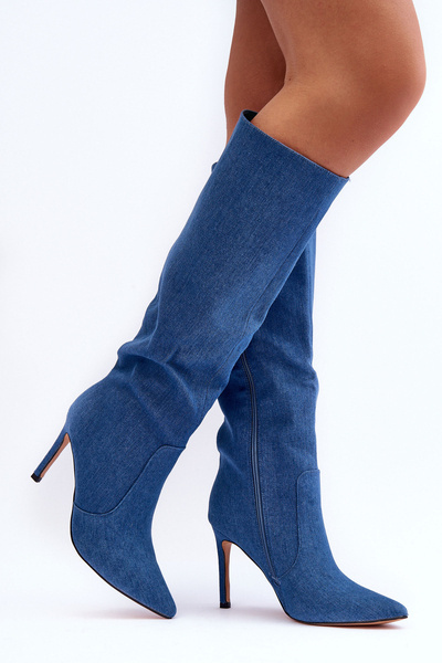 Denim Boots on Heel Blue Melisandra