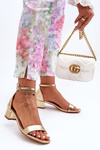 Leather Heeled Sandals Smooth gold Inspire Me!