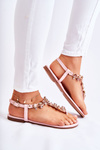 Comfortable Women's Sandals Flip-Flops With Ornaments Pink Briven