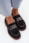 Suede Women's Loafers with Decoration D&A MR52-176 Black