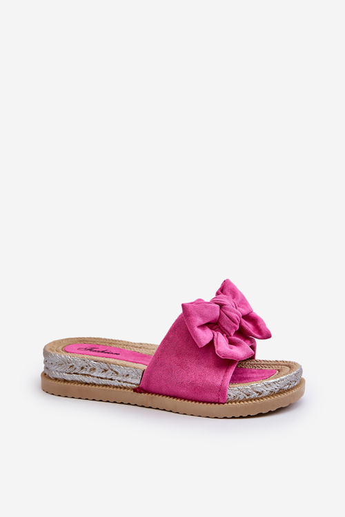 Women's Platform Slides with Bow Fuchsia Aflia