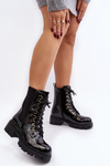 Lacquered Women's Work Boots Black Charmea
