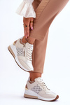Fashionable Women's Wedge Sneakers Beige Jolly