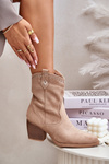 Cowboy Ankle Boots With Eco Suede Beige Narinae