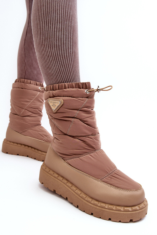 Women's snow boots on thick sole in dark beige Lureta
