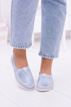 Damskie Niebieskie Skórzane Slip On Frela