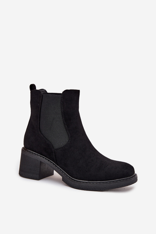 Women's Chelsea Boots on Block Heel Black Luvina