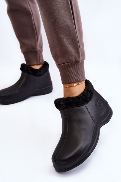 Women's Slip-On Warm Rain Boots Black Izera