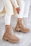 Suede Warm Lace Up Boots Beige Elisabeth
