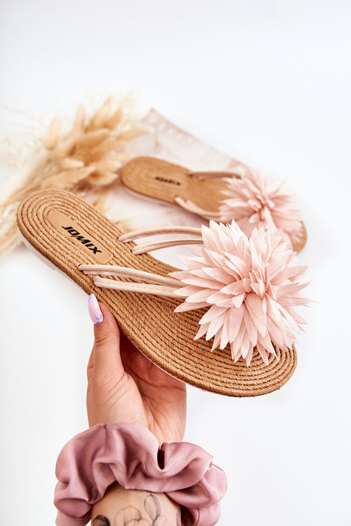 Women's Flip-flops With Fabric Ornament Light Pink Eviana