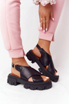 Leather Sandals On The Platform Lewski Shoes 3018-0 Black