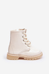Children's Patent Leather Boots with Zipper Beige Tibbie