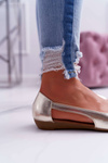 Baleriny Damskie Peep Toe Złote Ereli 