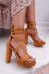 Women's Tiered Stiletto Sandals Camel Milla