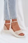 Lightweight Platform Sandals With Delicate Wedge Light Beige Gillifia