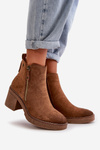 Lined Women's Ankle Boots with Block Heel in Brown Velarilla