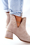 Women's Suede Boots With Cut outs Lewski Cappuccino 3074/B