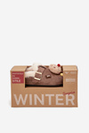 Women's slippers with decorations and buckle lined with fur brown Thalora