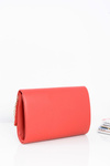 Elegant Red Women's Clutch Bag with Gold Chain Faced Accessories
