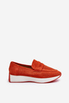 Women's Platform Loafers in Orange Eco Suede Inesqua