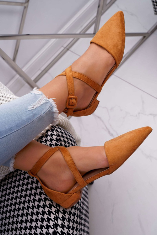 Women's Suede Ballerinas Spike Camel Vontare