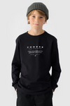Long Sleeve T-Shirt For Boy With Print Regular 4F 4FJWAW24TLONM294-20S Black