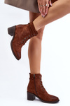 Women's Low Heel Lace-Up Ankle Boots Brown Serellia