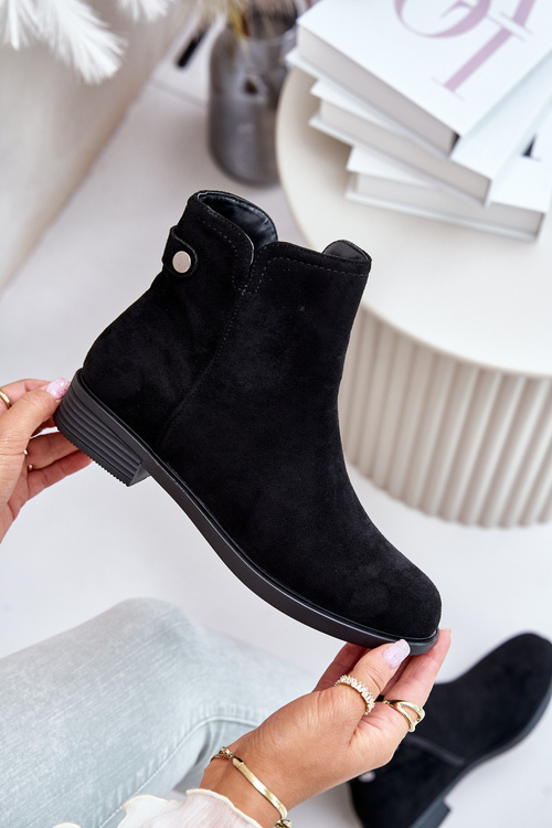 Insulated Low Chelsea Boots With Zipper Eco Suede Black Telluara