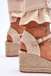 Suede Espadrilles Wedge Sandals Beige Cammer