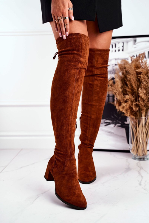 Damskie kozaki Sergio Leone lycra camel KZ281
