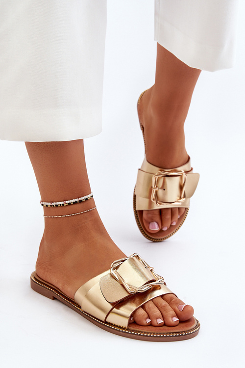 Women's Slippers with Strap and Gold Buckle Opahiri