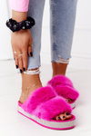 Platform Slippers With Fur And Cubic Zirconia Fuchsia Wow!