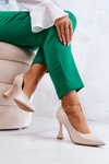 Czółenka Modne Skórzane Beżowe Lewski Shoes 3181