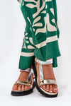Women's Leather Wedge Sandals D&A CR51-135 Gold-Silver