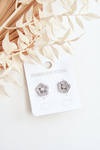 Flower Earrings With Cubic Zirconia Silver 
