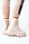 Women's Platform Boots With A Zipper Beige Cheers