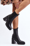 Women's Black Chunky Heel Ankle Boots Piovere