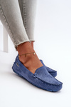 Women's Blue Perforated Moccasins Rasirna