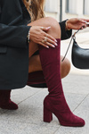 Women's Boots with Stitching on Block Heel Bordeaux Brivana