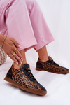 Women's Leather Sports Shoes With Leopard Print Laura 2935 Brown