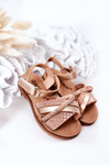 Children's Sandals With Sequins Gold Becky