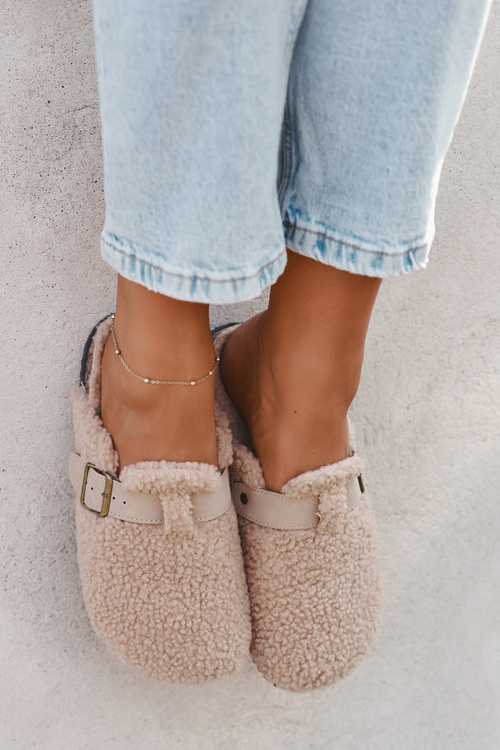 Women's slippers with sheep fur lining Beige Lorivine