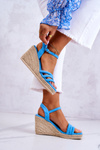 Suede Wedge Sandals Blue Louisiana