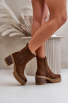 Women's Heeled Boots Made Of Eco Suede Insulated Dark Brown Nevitas