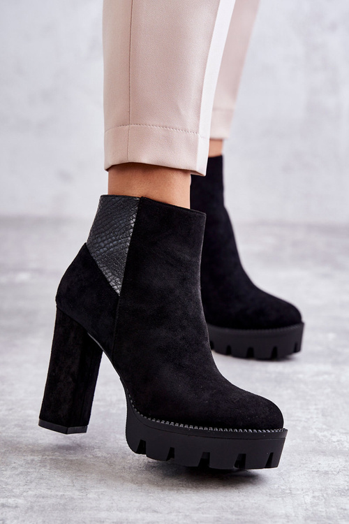 Women's Suede High Heel Boots Black Maricruz