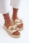Women's Beige Slippers with Bow and Bear Katterina