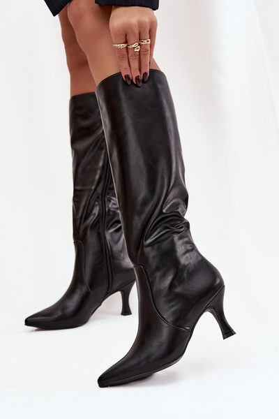 Women's High Heel Boots Made of Eco Leather Black Karella