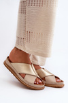 Leather Profiled Flip-Flops Maciejka 04986-04 Gold-Beige