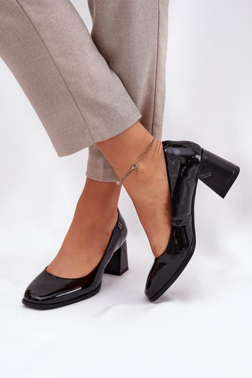 Leather Patent Heels On A Stiletto Vinceza 91130 Black